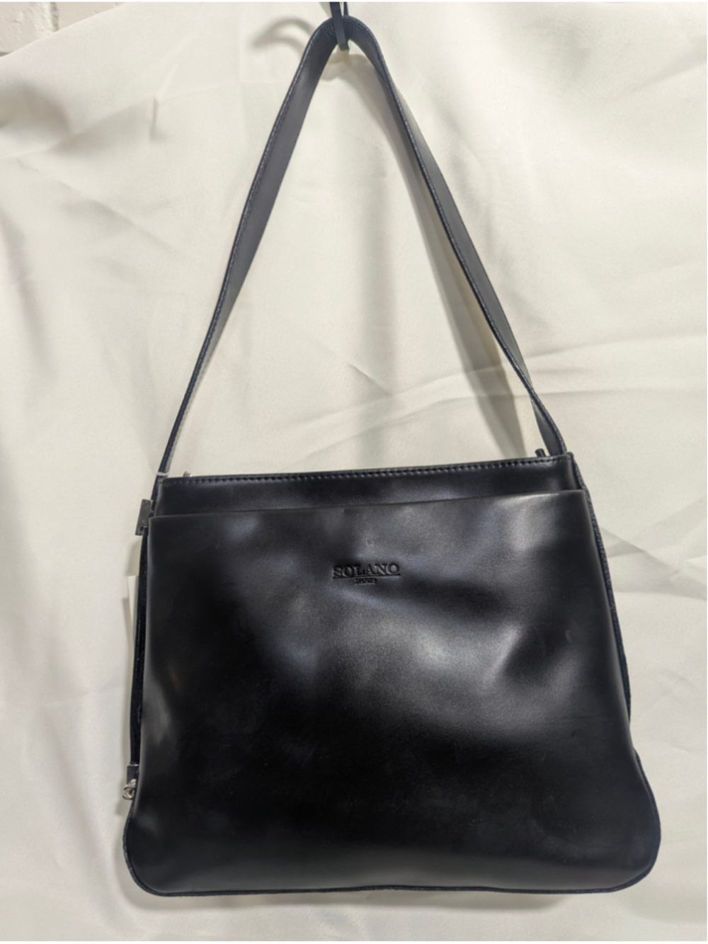 SOLANO PARIS NWT Black Genuine Leather Shoulder Bag One Size - Picture 2 of 16